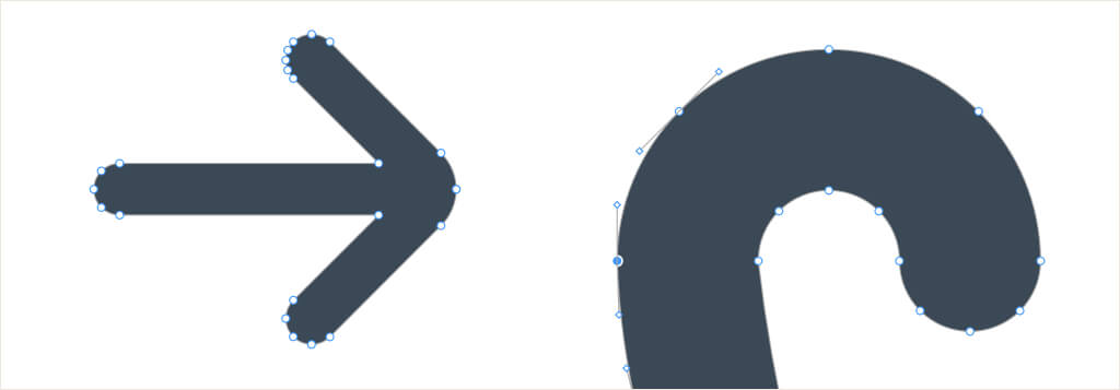 zbliżenie na konstrukcje wektorowego znaku ikony pokazujący węzły do edycji kształtu